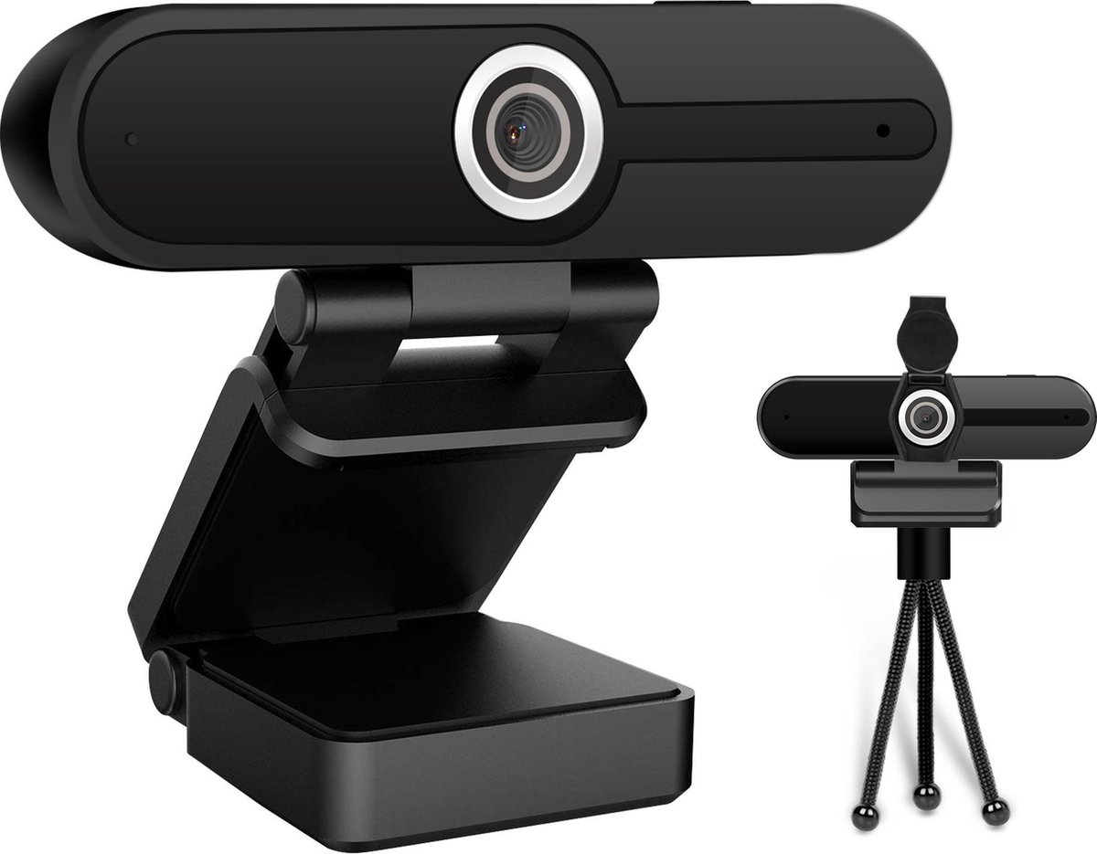 Webcam Full HD | Webcam Voor onder ander PC en Laptop | Camera + Opname mogelijkheid op pc | Webcam met Cover | Webcam met Microfoon Ruisonderdrukking | Webcam met USB | Webcams | Inclusief Statief | Plug and Play